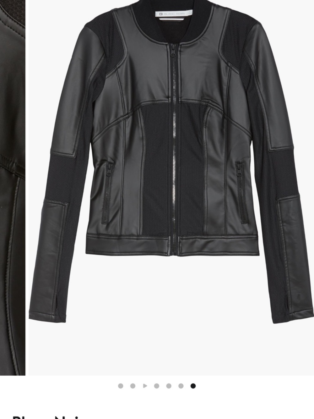 blanc noir Black Faux Leather Moto-Style Jacket - Picture 4 of 5